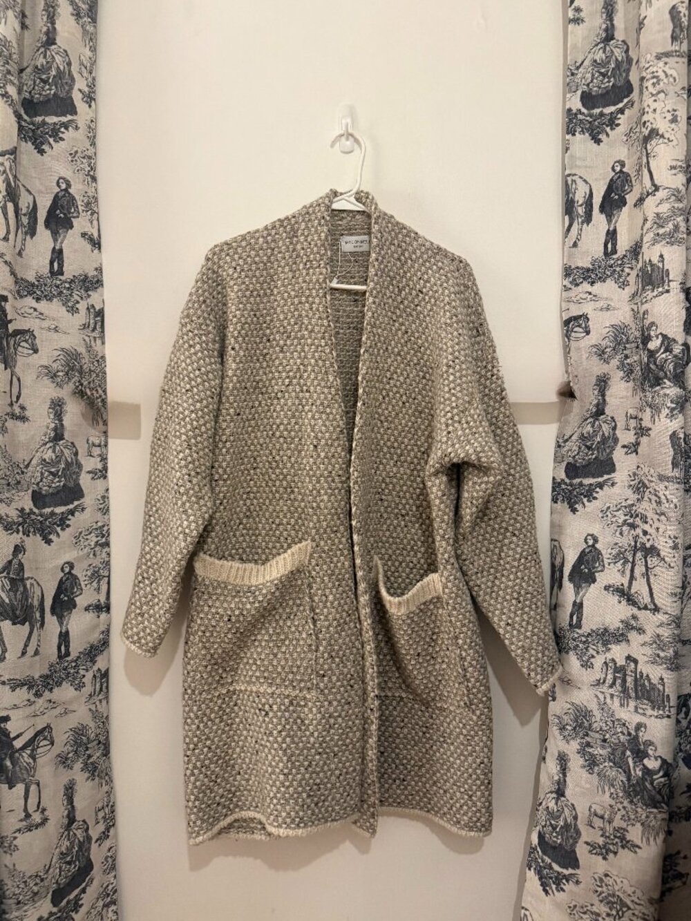 McConnell Irish Wool Knit Open Front Duster Cardigan Sweater One Size